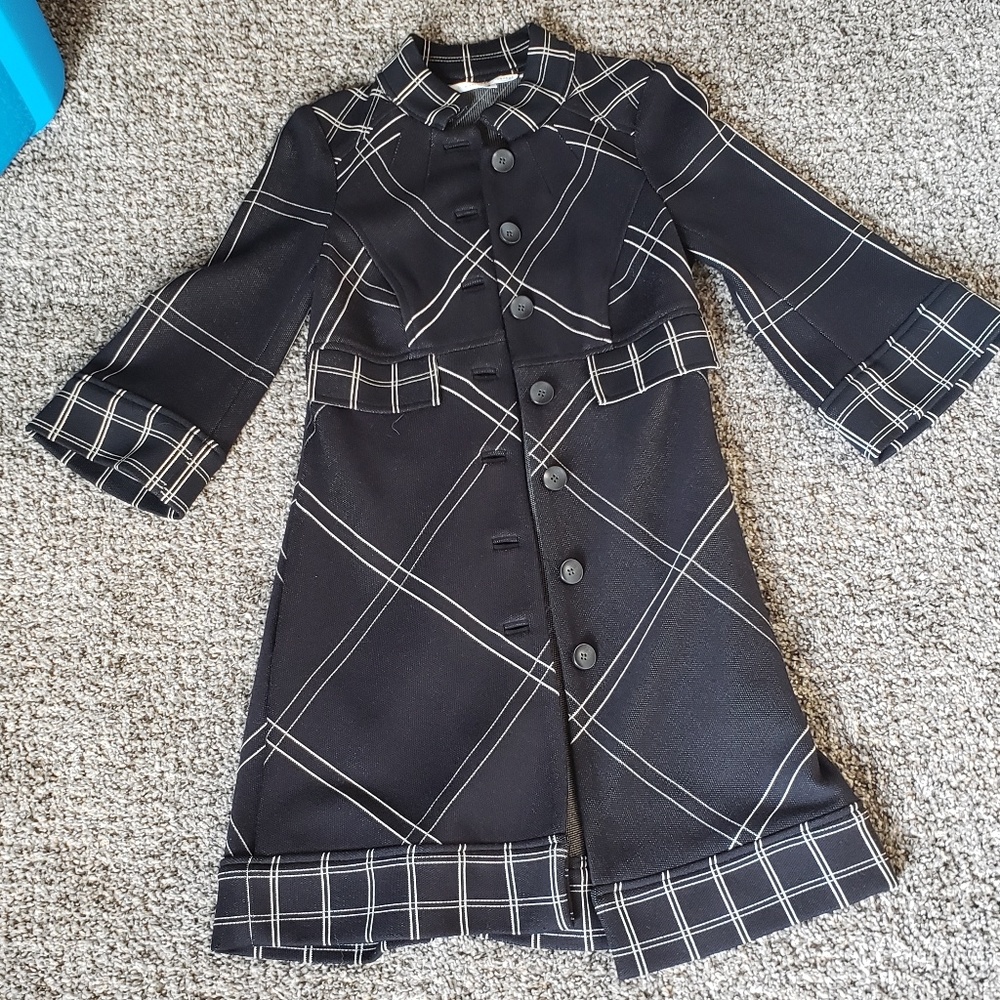 Diane Von Furstenberg black and white Plaid coat